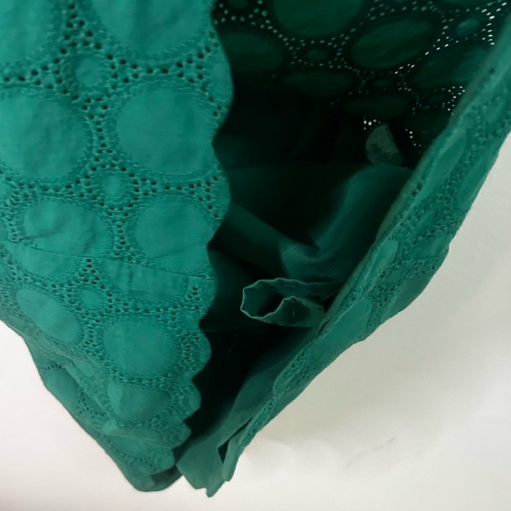 Jcrew green scalloped hem Vneck 3/4 length sleeve dress size 4 - Picture 5 of 8